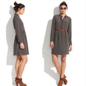 Madewell Houndstooth Silk Cinema Dress Black & Tan